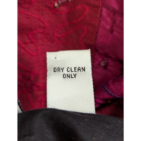 NWOT! CHICO'S! SILK! SHADES OF RED PATCHWORK BEAD/EMBROIDER TOP JACKET! SZ 10/12 - Picture 8 of 10